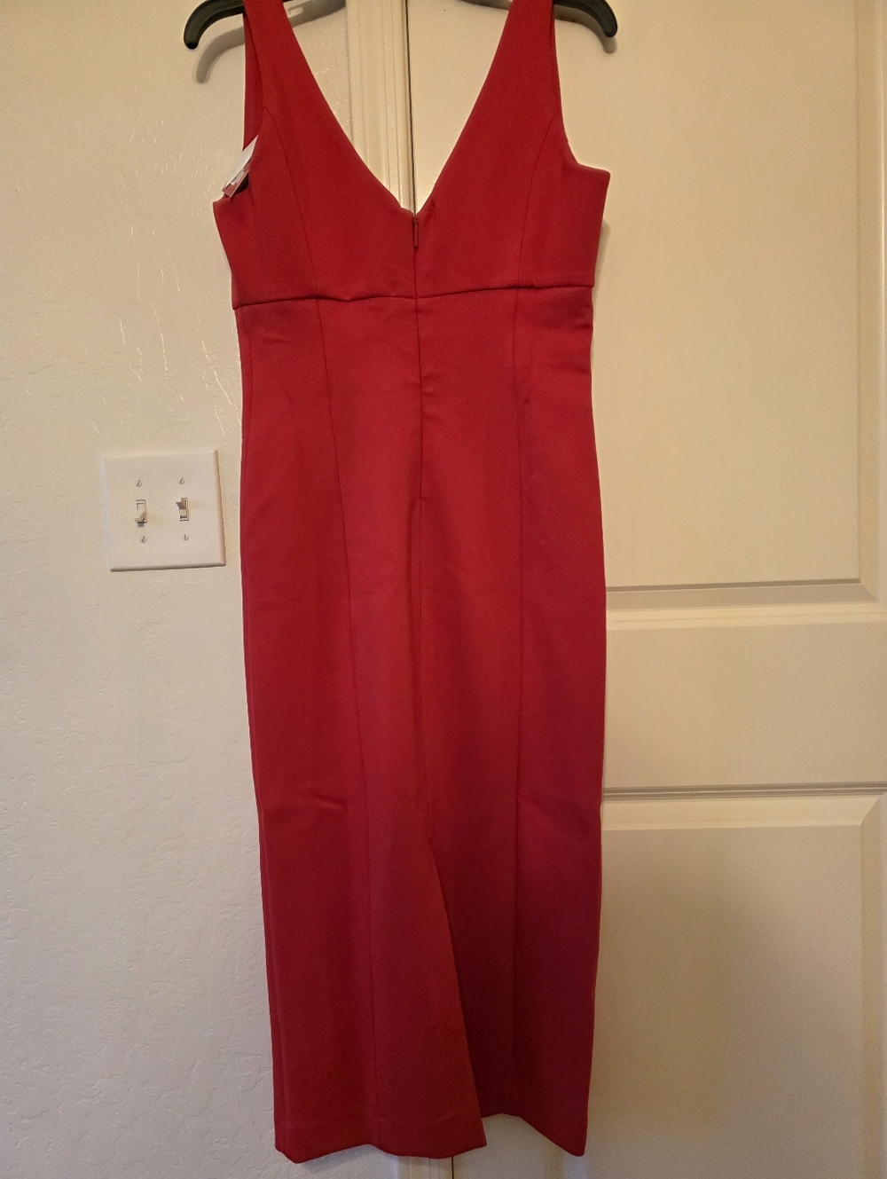 NWT SPANX Shape Red Ponte V-Neck Sleeveless Midi Dress Size M - Picture 6 of 9